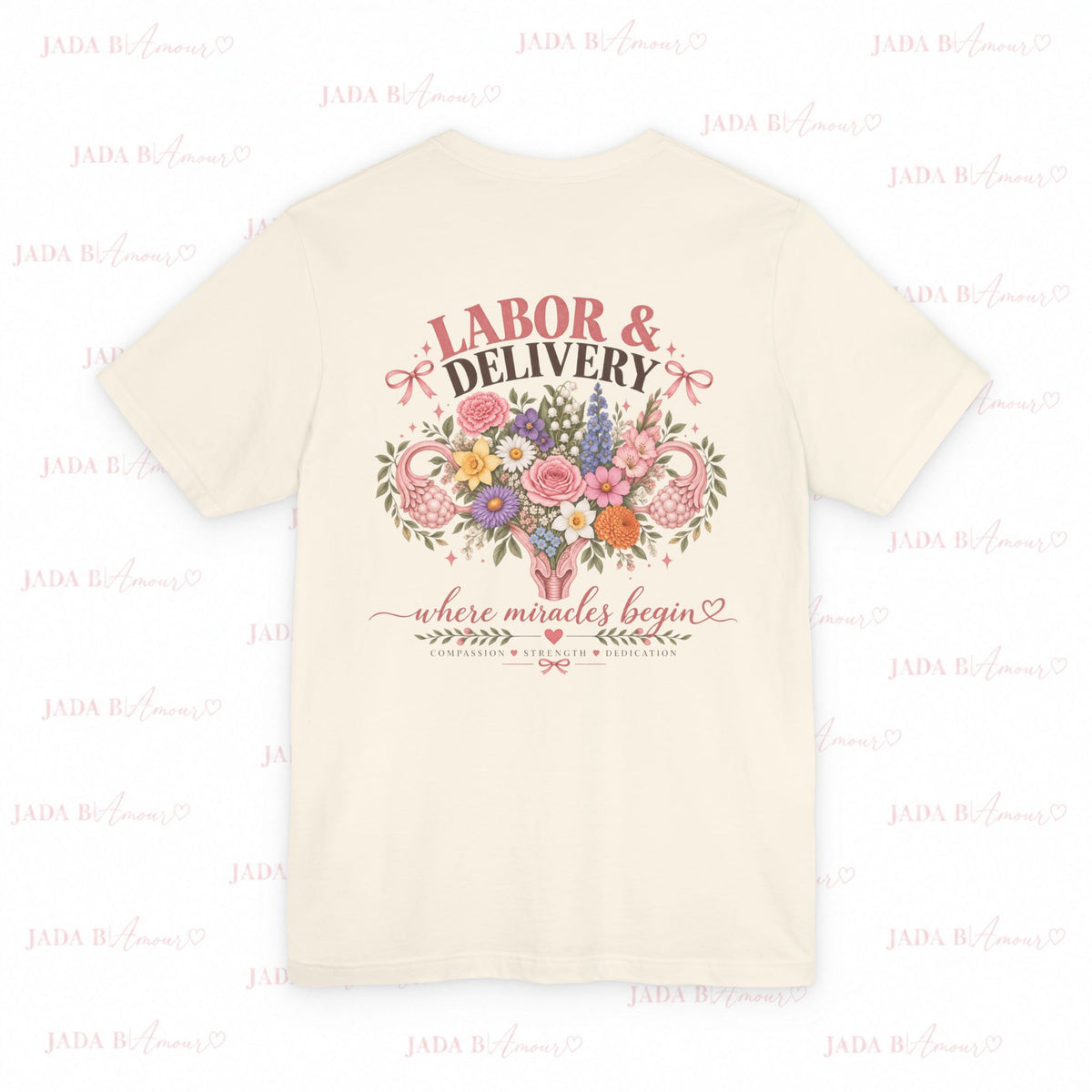 Labor & Delivery Nurse Tee — Floral “Where Miracles Begin” Short Sleeve Shirt