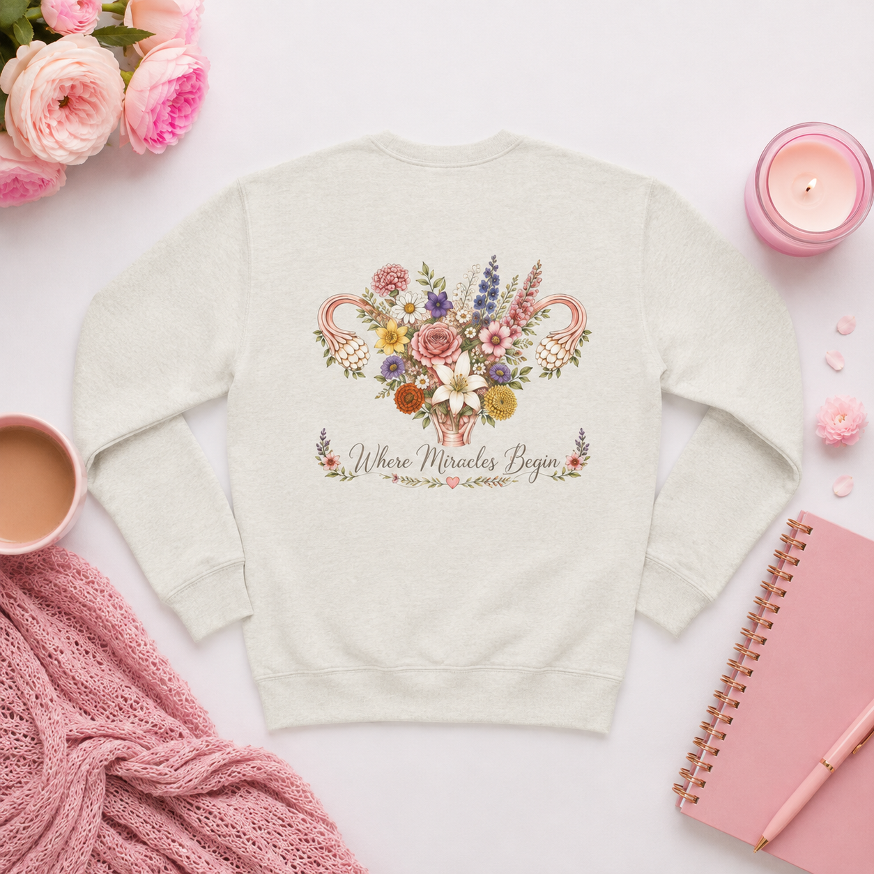 Where Miracles Begin Women’s Floral Crewneck